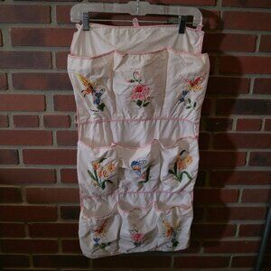 Vintage Embroidered & Applique Cloth Organizer (for Shoes, Bath Accessories